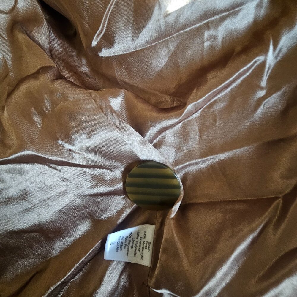 Vintage XS Rachel Zoe Horizontal Chestnut Faux Mink Cropped Fur Coat Soft - Picture 11 of 12